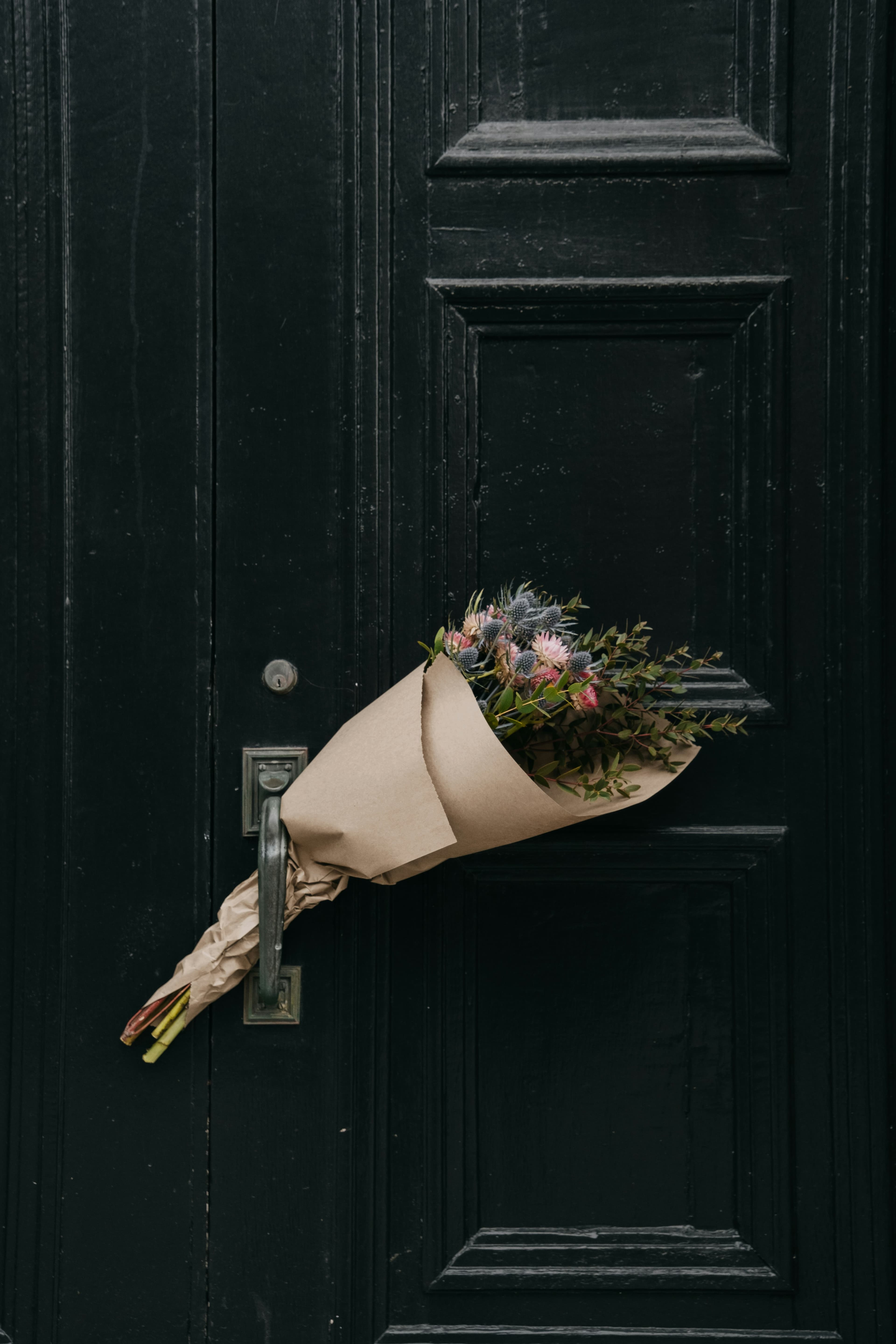 Flowers left at a door